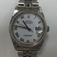 ROLEX（ロレックス）メンズ腕時計デイトジャスト白文字盤　16234　フラッシュフィット交換